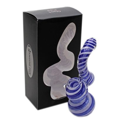 Glass Bubbler - Blue and White