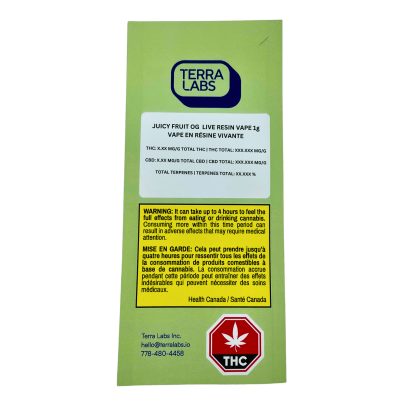 Juicy Fruit Pure Live Resin 510 Vape Cart (Terra Labs)
