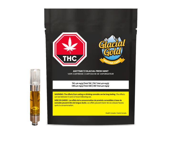 Anytime 1:1 Glacial Fresh Mint 510 Vape Cart - 1g (Glacial Gold)