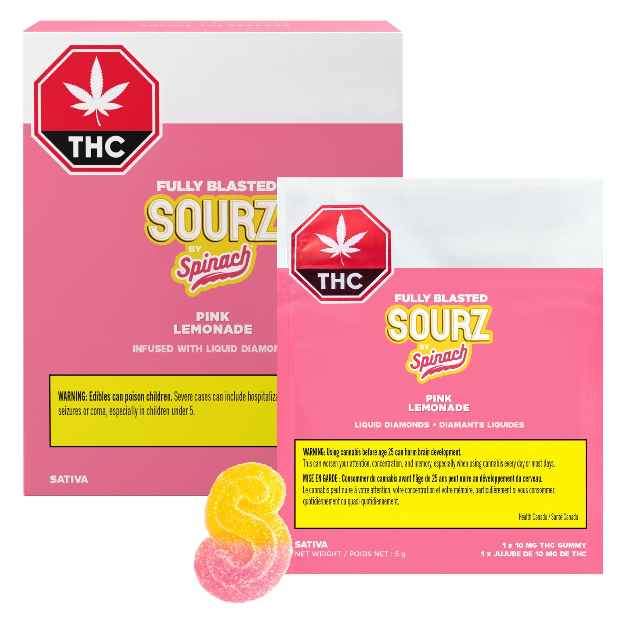 Pink Lemonade 10 pack Gummies -10 x 10mg (Sourz)