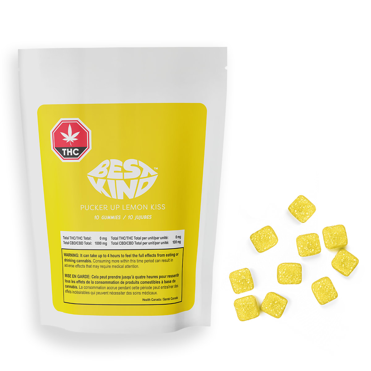 Pucker Up Lemon Kiss CBD Gummies - 10 x 100mg (Best Kind)
