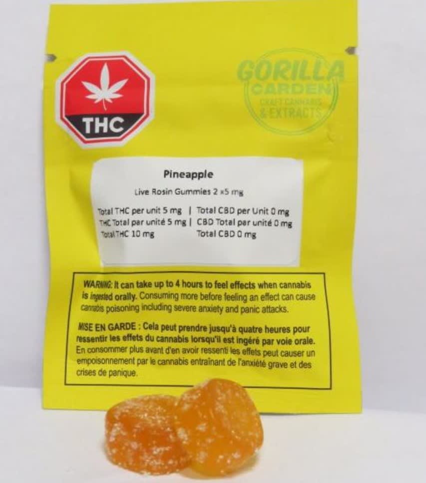 Source photograph: Pineapple Live Hash Rosin Gummies – 2 x