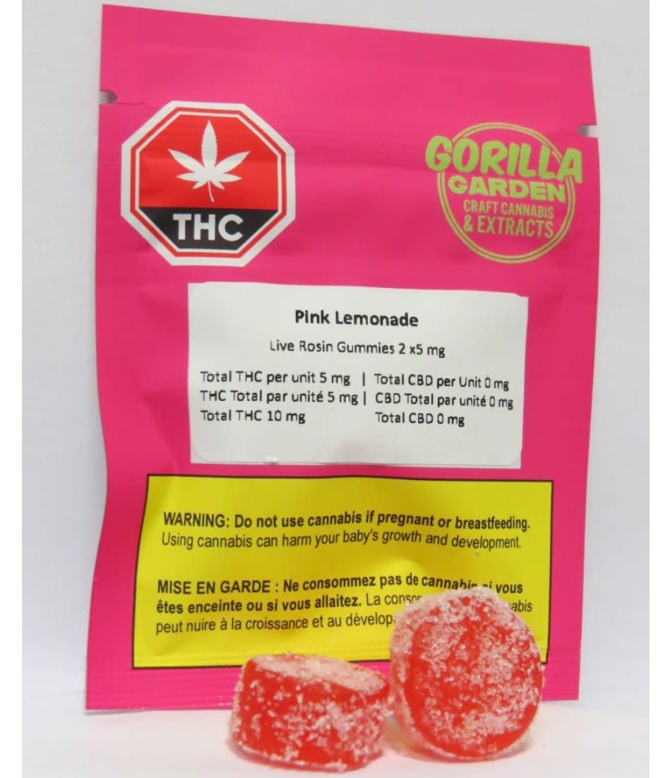 Source photograph: Pink Lemonade Live Hash Rosin Gummies – 2 x