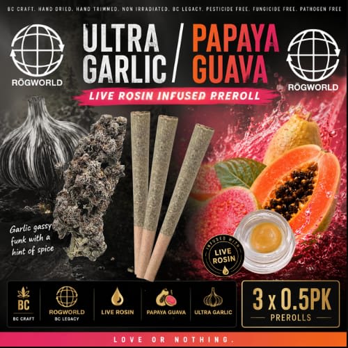 Garlic Papaya Live Hash Rosin Infused P/R - 3 x 0.5g (Rogworld)