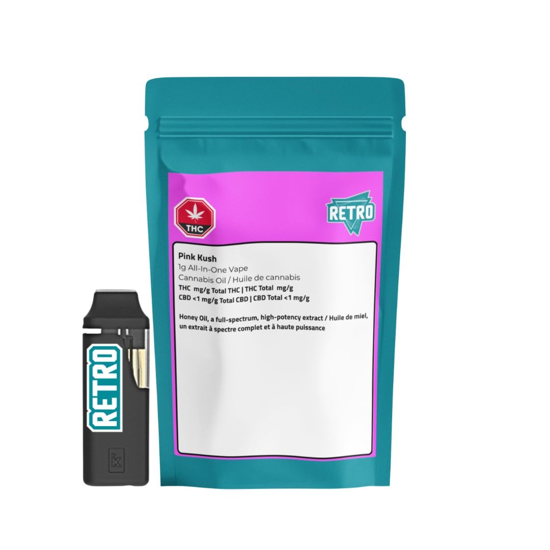 Source photograph: Pink Kush FS Honey Oil Disposable Vape –